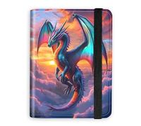 KUJKBFWJ RFID Blocking Passport Holder Wallet - Premium Leather Travel Accessories for Women & Men, Secure Card Case Organizer, 3, The Purple Blue Dragon, 4.25 * 5.6 IN, Classic