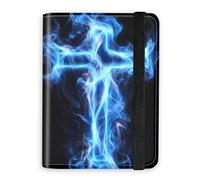 KUJKBFWJ RFID Blocking Passport Holder Wallet - Premium Leather Travel Accessories for Women & Men, Secure Card Case Organizer, 17, Blue Cross, 4.25 * 5.6 IN, Classic