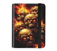 KUJKBFWJ RFID Blocking Passport Holder Wallet - Premium Leather Travel Accessories for Women & Men, Secure Card Case Organizer, 7, Hell Skulls, 4.25 * 5.6 IN, Classic