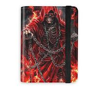 KUJKBFWJ RFID Blocking Passport Holder Wallet - Premium Leather Travel Accessories for Women & Men, Secure Card Case Organizer, 6, Hell Death, 4.25 * 5.6 IN, Classic