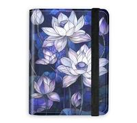 KUJKBFWJ RFID Blocking Passport Holder Wallet - Premium Leather Travel Accessories for Women & Men, Secure Card Case Organizer, 18, Glass White Lotus, 4.25 * 5.6 IN, Classic