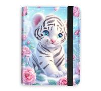 KUJKBFWJ RFID Blocking Passport Holder Wallet - Premium Leather Travel Accessories for Women & Men, Secure Card Case Organizer, 13, Cute White Tiger Cub, 4.25 * 5.6 IN, Classic