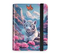 KUJKBFWJ RFID Blocking Passport Holder Wallet - Premium Leather Travel Accessories for Women & Men, Secure Card Case Organizer, 20, White Tiger Cub, 4.25 * 5.6 IN, Classic