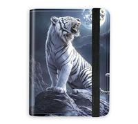 KUJKBFWJ RFID Blocking Passport Holder Wallet - Premium Leather Travel Accessories for Women & Men, Secure Card Case Organizer, 9, White Tiger on Rock, 4.25 * 5.6 IN, Classic