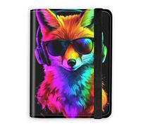 KUJKBFWJ RFID Blocking Passport Holder Wallet - Premium Leather Travel Accessories for Women & Men, Secure Card Case Organizer, 12, Cool Fox, 4.25 * 5.6 IN, Classic