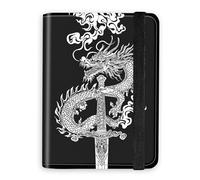 KUJKBFWJ RFID Blocking Passport Holder Wallet - Premium Leather Travel Accessories for Women & Men, Secure Card Case Organizer, 16, Dragon Ancient Sword, 4.25 * 5.6 IN, Classic