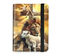 KUJKBFWJ RFID Blocking Passport Holder Wallet - Premium Leather Travel Accessories for Women & Men, Secure Card Case Organizer, 7, Lion and Lamb, 4.25 * 5.6 IN, Classic