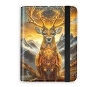 KUJKBFWJ RFID Blocking Passport Holder Wallet - Premium Leather Travel Accessories for Women & Men, Secure Card Case Organizer, 8, Astrology Deer, 4.25 * 5.6 IN, Classic