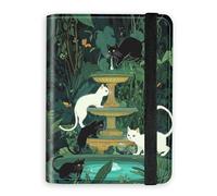 KUJKBFWJ RFID Blocking Passport Holder Wallet - Premium Leather Travel Accessories for Women & Men, Secure Card Case Organizer, 14, Wishing Well Cat, 4.25 * 5.6 IN, Classic