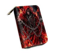 KUJKBFWJ Small Credit Card Case Wallet for Women, RFID Blocking Mini Slim Leather Card Holder Wallet, Pocket Business Card Case with Zipper Card Holder, 6, Hell Death, 5.3 x 4.5 x 1.4 inch