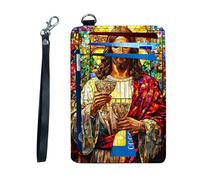 KUJKBFWJ Ultra-Thin RFID Blocking Front Pocket Wallet - Slim Minimalist Card Holder for Men & Women with Secure PU Leather Design & 12 Card Slots, 8, Divine Mercy, 4.53 x 3.15 x 0.12 inch