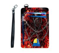 KUJKBFWJ Ultra-Thin RFID Blocking Front Pocket Wallet - Slim Minimalist Card Holder for Men & Women with Secure PU Leather Design & 12 Card Slots, 6, Hell Death, 4.53 x 3.15 x 0.12 inch