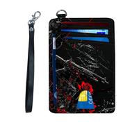 KUJKBFWJ Ultra-Thin RFID Blocking Front Pocket Wallet - Slim Minimalist Card Holder for Men & Women with Secure PU Leather Design & 12 Card Slots, 16, Red Roses and Guns, 4.53 x 3.15 x 0.12 inch