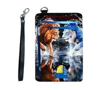KUJKBFWJ Ultra-Thin RFID Blocking Front Pocket Wallet - Slim Minimalist Card Holder for Men & Women with Secure PU Leather Design & 12 Card Slots, 20, The Fighting Lion, 4.53 x 3.15 x 0.12 inch