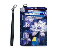 KUJKBFWJ Ultra-Thin RFID Blocking Front Pocket Wallet - Slim Minimalist Card Holder for Men & Women with Secure PU Leather Design & 12 Card Slots, 18, Glass White Lotus, 4.53 x 3.15 x 0.12 inch