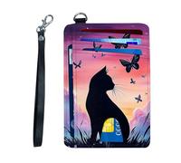 KUJKBFWJ Ultra-Thin RFID Blocking Front Pocket Wallet - Slim Minimalist Card Holder for Men & Women with Secure PU Leather Design & 12 Card Slots, 11, Ghost Cat and Butterfly, 4.53 x 3.15 x 0.12 inch