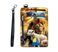 KUJKBFWJ Ultra-Thin RFID Blocking Front Pocket Wallet - Slim Minimalist Card Holder for Men & Women with Secure PU Leather Design & 12 Card Slots, 7, Lion and Lamb, 4.53 x 3.15 x 0.12 inch