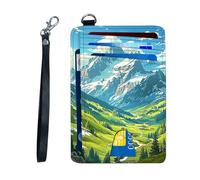 KUJKBFWJ Ultra-Thin RFID Blocking Front Pocket Wallet - Slim Minimalist Card Holder for Men & Women with Secure PU Leather Design & 12 Card Slots, 12, Iceberg Grassland, 4.53 x 3.15 x 0.12 inch