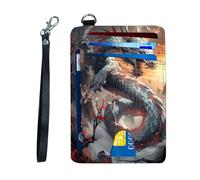 KUJKBFWJ Ultra-Thin RFID Blocking Front Pocket Wallet - Slim Minimalist Card Holder for Men & Women with Secure PU Leather Design & 12 Card Slots, 11, White Dragon and Hill, 4.53 x 3.15 x 0.12 inch