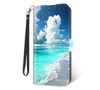 KUJKBFWJ Wallet Case for Cricket Magic 2 with RFID Blocking Credit Card Holder, Flip PU Leather Magnetic Closure Wrist Strap Phone Cover for Cricket Magic 2, The Vast Sea