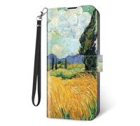 KUJKBFWJ Wallet Case for Samsung Galaxy A35 with RFID Blocking Credit Card Holder, Flip PU Leather Magnetic Closure Wrist Strap Phone Cover for Samsung Galaxy A35, Van Gogh's Field