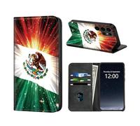 KUJKBFWJ Wallet Case for Samsung Galaxy S23 Ultra, RFID Women Approved Cell Phone Wallet with 3 Card Slots,Flip PU Leather Magnetic Closure Cover for Galaxy S23 Ultra, The Flag of Mexico