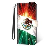 KUJKBFWJ Wallet Case for Samsung Galaxy S24 FE with RFID Blocking Credit Card Holder, Flip PU Leather Magnetic Closure Wrist Strap Phone Cover for Samsung Galaxy S24 FE, The Flag of Mexico