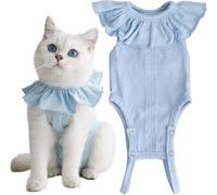 Kukaster Pet Cat Bodysuit After Surgery, Cat Bodysuit for Castration & Sterilisation, Cat Surgical Body Against Licking, Cat Wound Protection Suit with Adjustable Press Studs, Soft Bodysuit for Cats