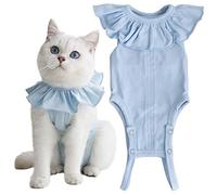 Kukaster Pet Cat Recovery Suit for Abdominal Wounds and Skin Diseases, Breathable Surgical Recovery Shirt After Surgery Wear, Anti Licking Wounds, E-Collar Alternative for Female Cats (RSC01-blue-M)