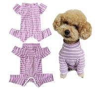 Kukaster Pet Dog Bodysuit After Surgery Castration Male Wound Protection Suits for Dog, Nylon Buckle for Hair Loss, Allergies, Shaving, Purple White Stripes, S