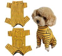 Kukaster Pet Dog Bodysuit After Surgery Castration Male Wound Protection Suits for Dog, Nylon Buckle for Hair Loss Allergies Shaving Yellow Black Stripes L