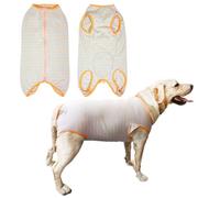 Kukaster Pet Dog Bodysuit After Surgery Castration Male Wound Protection Suits for Dog, Zip Design for Hair Loss, Allergies Shaving, Orange Grey, XL