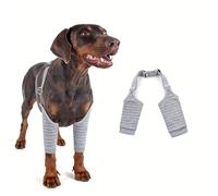 Kukaster Pet Dog Bodysuit After Surgery for Front Legs, Elbow Bandage Dog Front Leg, Wound Protection Suits for Dogs with Leg, Surgical Body Dog Lick Protection for Injury Dog, Grey Stripes, 2XL