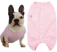 Kukaster Pet FD01 Dog Bodysuit After Surgery Castration Male Wound Protection Suits for French Bulldog, Nylon Buckle for Hair Loss, Allergies Shaving, FD01 Pink XL