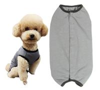 Kukaster Pet Recovery Suit for Puppies, Dog Bodysuit After Surgery Castration Male Wound Protection Suits for Dog, Nylon Buckle for Hair Loss Shaving Grey S