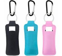 KUKEANVO Chapstick Holder Lip balm Holder Lipstick Sleeve Pouch Lip Gloss Holder With Hook 3 Pcs Stocking Stuffers Gift for Women (Black, Pink & Green)