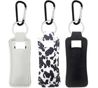 KUKEANVO Chapsticks Holder Keychain for Lipstick, Lip Balm Keychain Holder with Clip, Stocking Stuffers for Women (Cow Black & White)