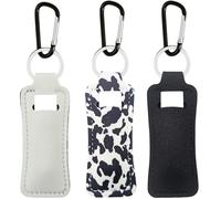 KUKEANVO Chapsticks Holder Keychain for Lipstick, Lip Balm Keychain Holder with Clip, Stocking Stuffers for Women (Cow Black & White)