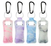 KUKEANVO Lip Balm Organizer Keyring with Clip - Elegant Gloss Holder, Lipstick or Lip Stick, Practical Design for Bags, Keys, Backpacks and Gym (4 Pieces Premium)