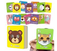 Kukecai Animal Cards | Children Aged 3-5 Animal Learning Flash Cards Alphabet | Toy Interactive Educational Game for Travel Birthday Car Trips Homeschool Kindergarten Classroom Christmas