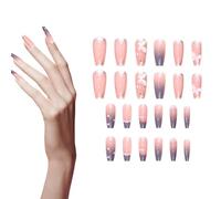 Kukecai Cute Fake Nails | Pearl Chain Press on Nails | Glue on False Accessories, Homemade Fake Fingertip, Women Hand Beauty for Birthdays