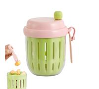Kukecai Fruit Cup Containers | Double-Layer Portable Salad Cup with Fork,Reusable Jar with Drain Basket for Fridge Berry Oatmeal Vegetables Snacks Breakfast Meal Prep Travel Kids Students