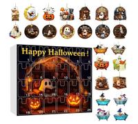 Kukecai Halloween Ornament Countdown Calendar - 24 Day Reading Ghost Advent Ornament,2D Acrylic Halloween Decorations for Indoor Display Tree Haunted House