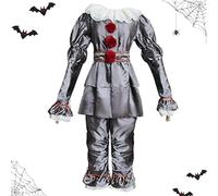 Kukecai Scary Clown Costume - Horror Popular Movie Clown Outfit,Halloween Cosplay Supplies for Masquerade Photography Daily Wear Holiday Carnival Stage Performance