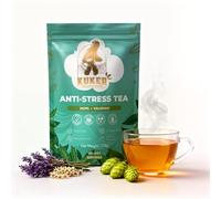 KUKER Anti-Stress Relaxing Tea 100g Loose Leaf - Calming Tea for Anxiety & Stress with Hops, Valerian & Chamomile - Night Tea for Sleep & Relaxation - Herbal Relax Remedies, Night Time Tea & Sleep Aid