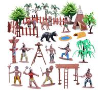 kukifun 31Pcs Native American Figures Set, School Project Diorama for Kids