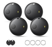 KUKIHO Tracker Tags Bluetooth Item Finders (4 Pack) - Compatible with Apple Find My (iOS Only), Waterproof IP67, Replaceable Battery, Ideal for Luggage, Bags, Wallets, Keys (Black)