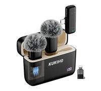 KUKIHO Wireless Lavalier Microphone with Charging Case, 36H Battery Life, Noise Cancellation, 40M Range, Plug-and-Play Clip-On Mic for iPhone, iPad, Android, YouTube, Vlog, Live Streaming