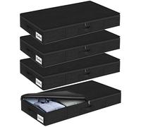 Kukikan Under Bed Storage Box with Lid 4 Pack, 12cm Slim Low Profile Underbed Clothes Organiser for Home, Blanket and Toy Storage Box Under Sofa and Cot, W/Sturdy Bottom/Sides, Foldable Thick Fabric