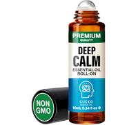 Kukka Deep Calm Roll-On (10 ml) - A Blend of Lavender, petitgrain, Roman Chamomile, and Sweet Orange Oils - Pocket-Sized Peace in an Amber Glass Bottle - Non-GMO, Alcohol-Free, and Cruelty-Free
